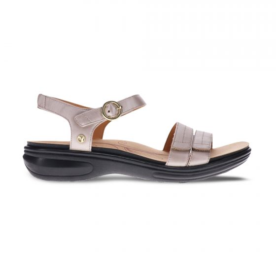 Barbados Champage Leather Sandal Side - Revere