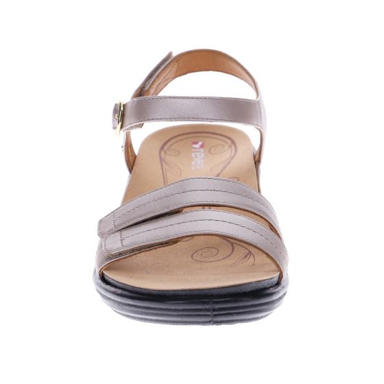 Barbados Champage Leather Sandal Front - Revere