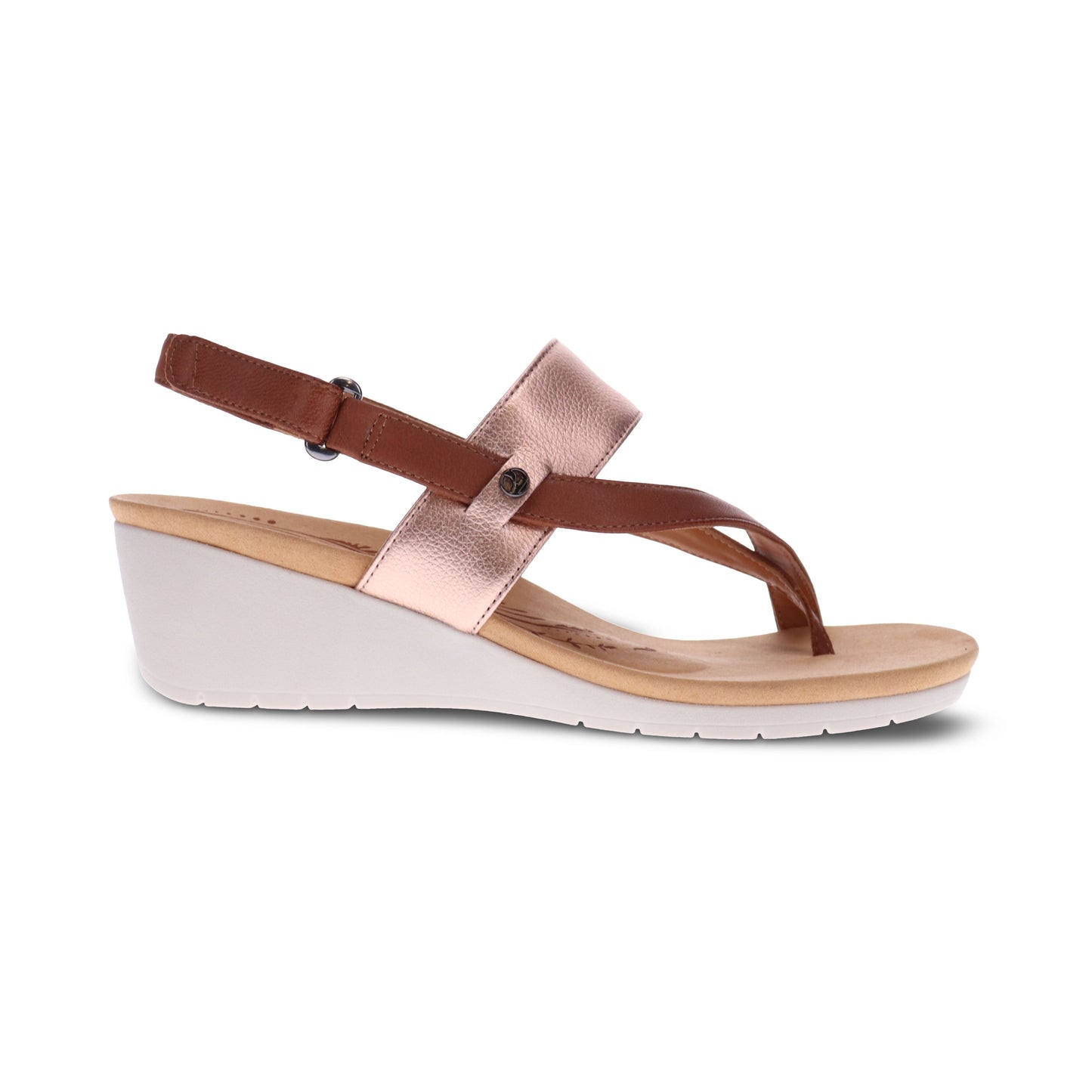 Honolulu Wedge Sandal - Cognac/Rose