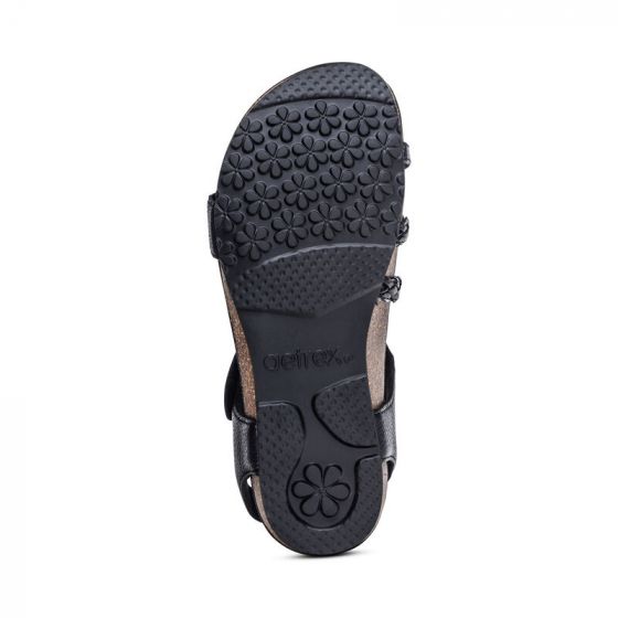 Jillian Braided Quarterstrap Sandal Black Bottom - Aetrex