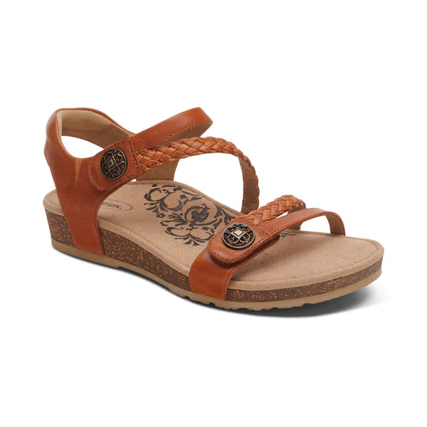 Jillian Braided Quarter Strap Sandal Cognac - Aetrex