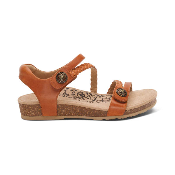 Jillian Braided Quarter Strap Sandal Cognac - Aetrex